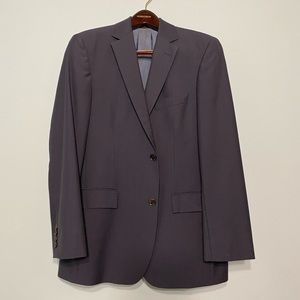 Hugo Boss navy pin stripe suit.
